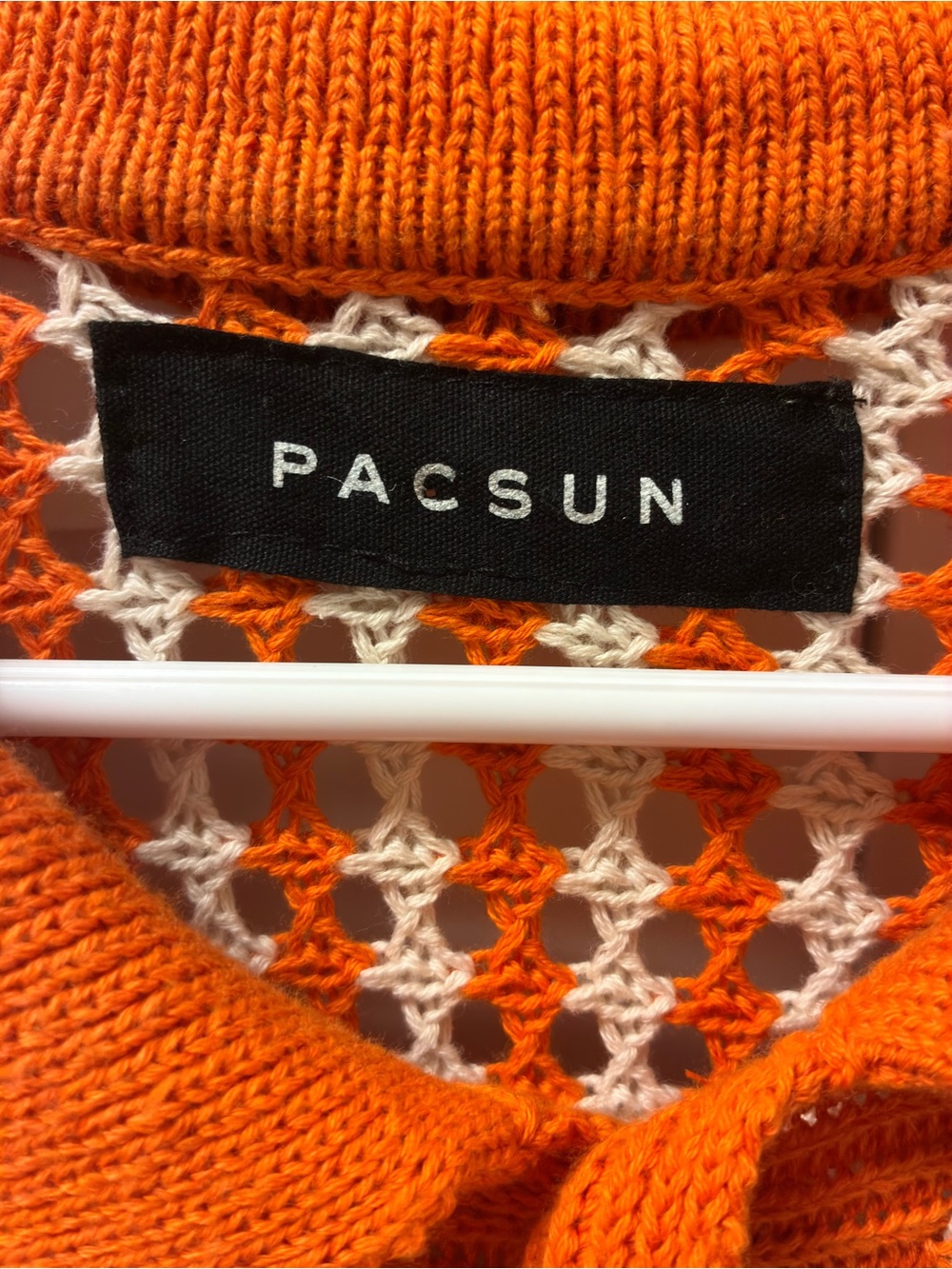 PacSun Orange and White Short-Sleeve Knit Cardigan - Picture 5 of 6